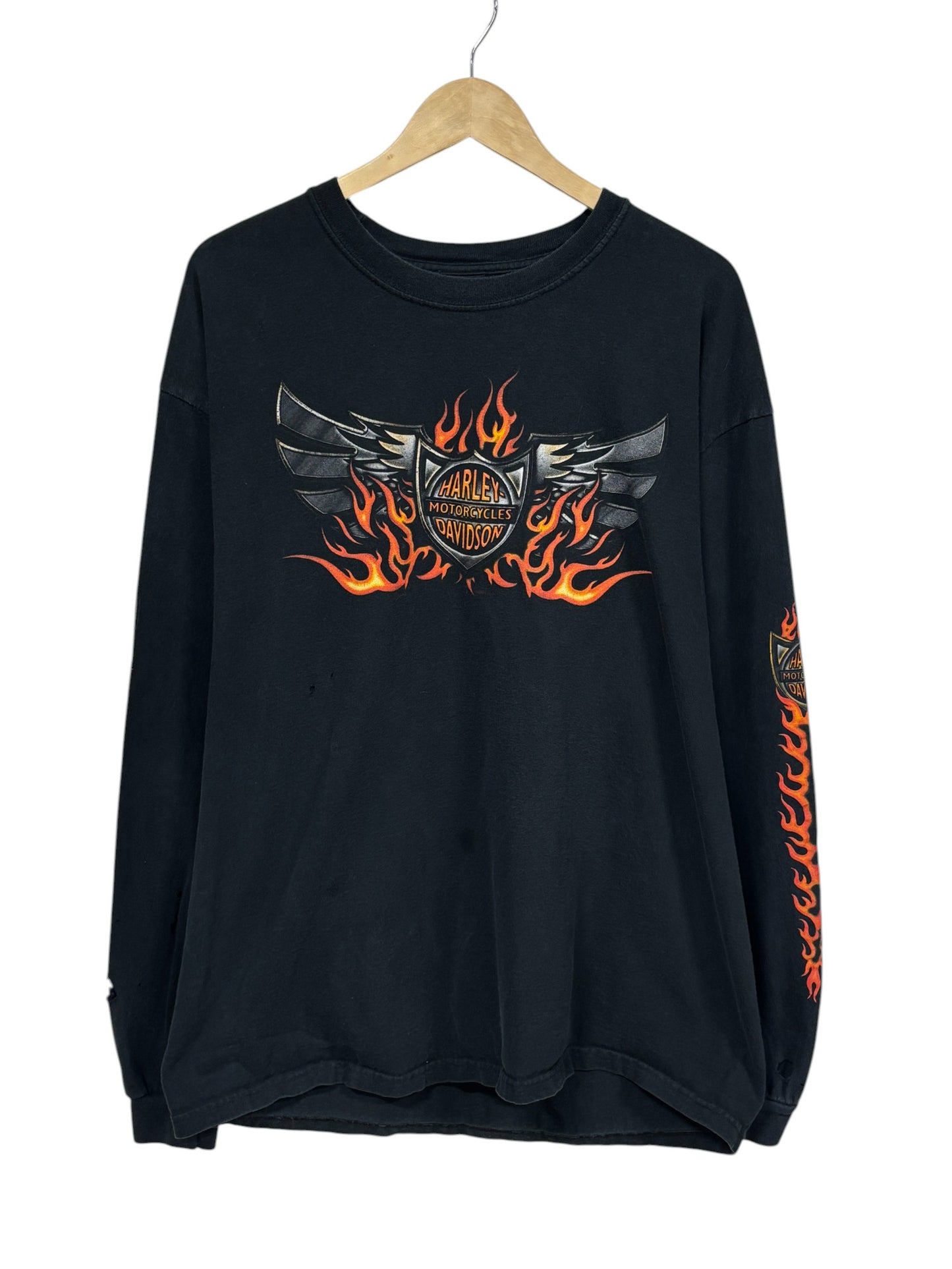Harley Davidson Ocean County Biker Flame Long Sleeve Shirt Size XL