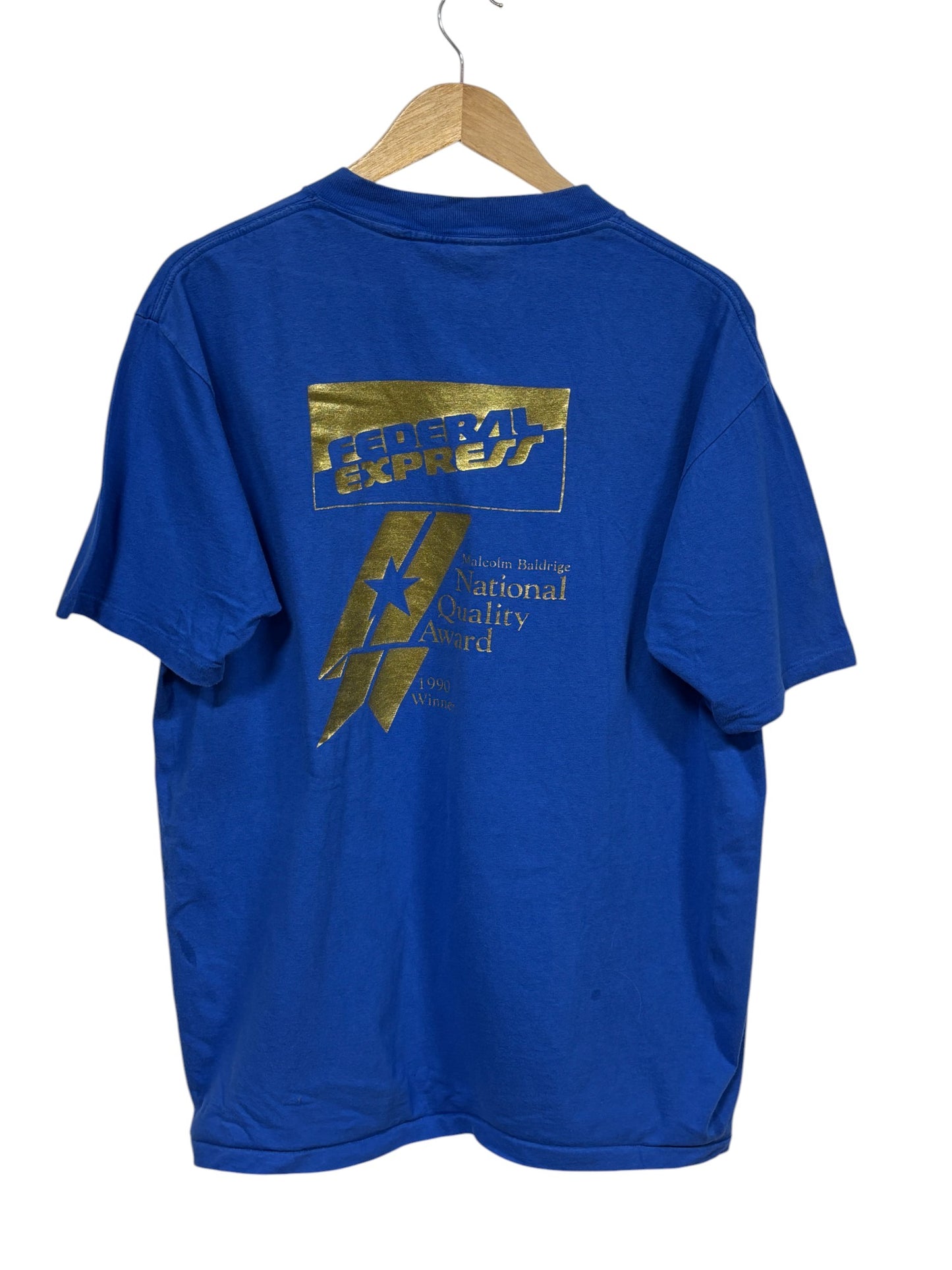 Vintage 1990 Federal Express Fedex Quality Award Graphic Tee Size XL