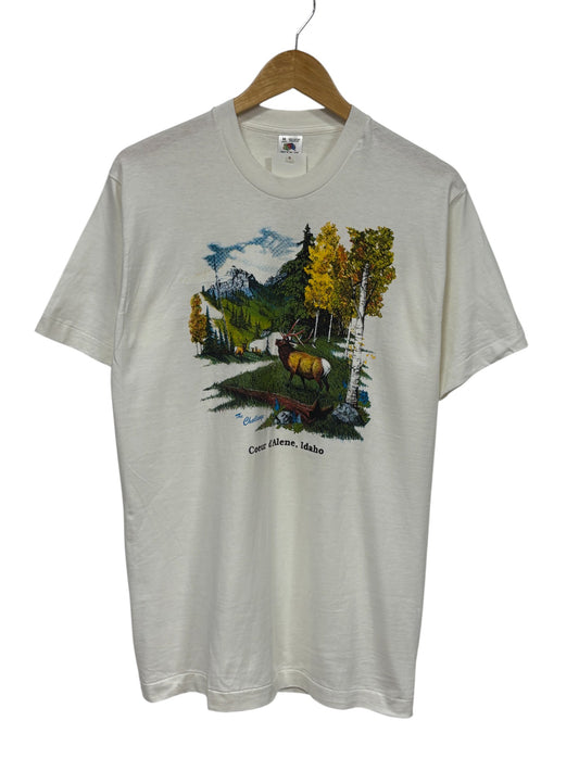 Vintage 90's Coeur d'Alene Idaho Nature Graphic Tee Size Medium