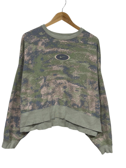 Nike Women's Cropped Center Swoosh Camo Sweater Size Large