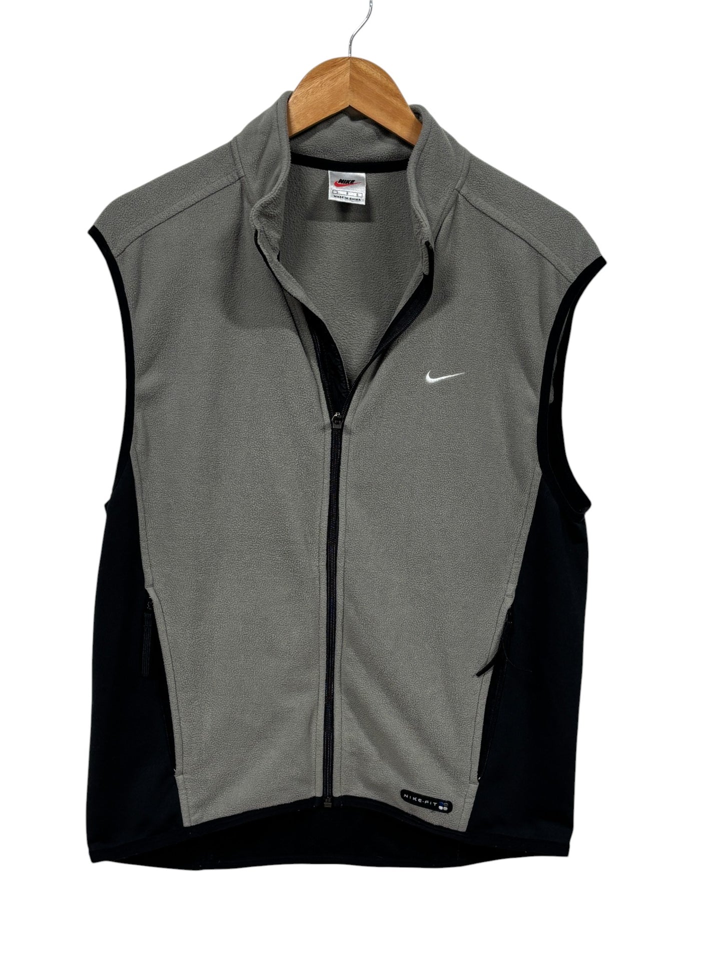 Vintage 90's Nike Grey Fleece Zip Up Vest Size Large