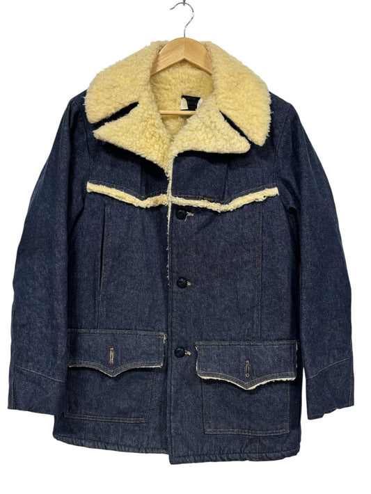 Vintage 70's Sears Roebuck Denim Sherpa Lined Jacket Size XL