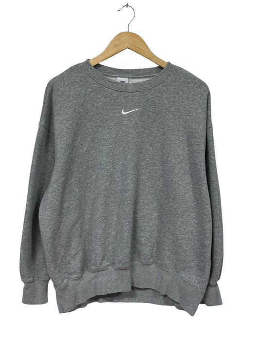 Nike Grey Center Swoosh Crewneck Sweater Size Medium