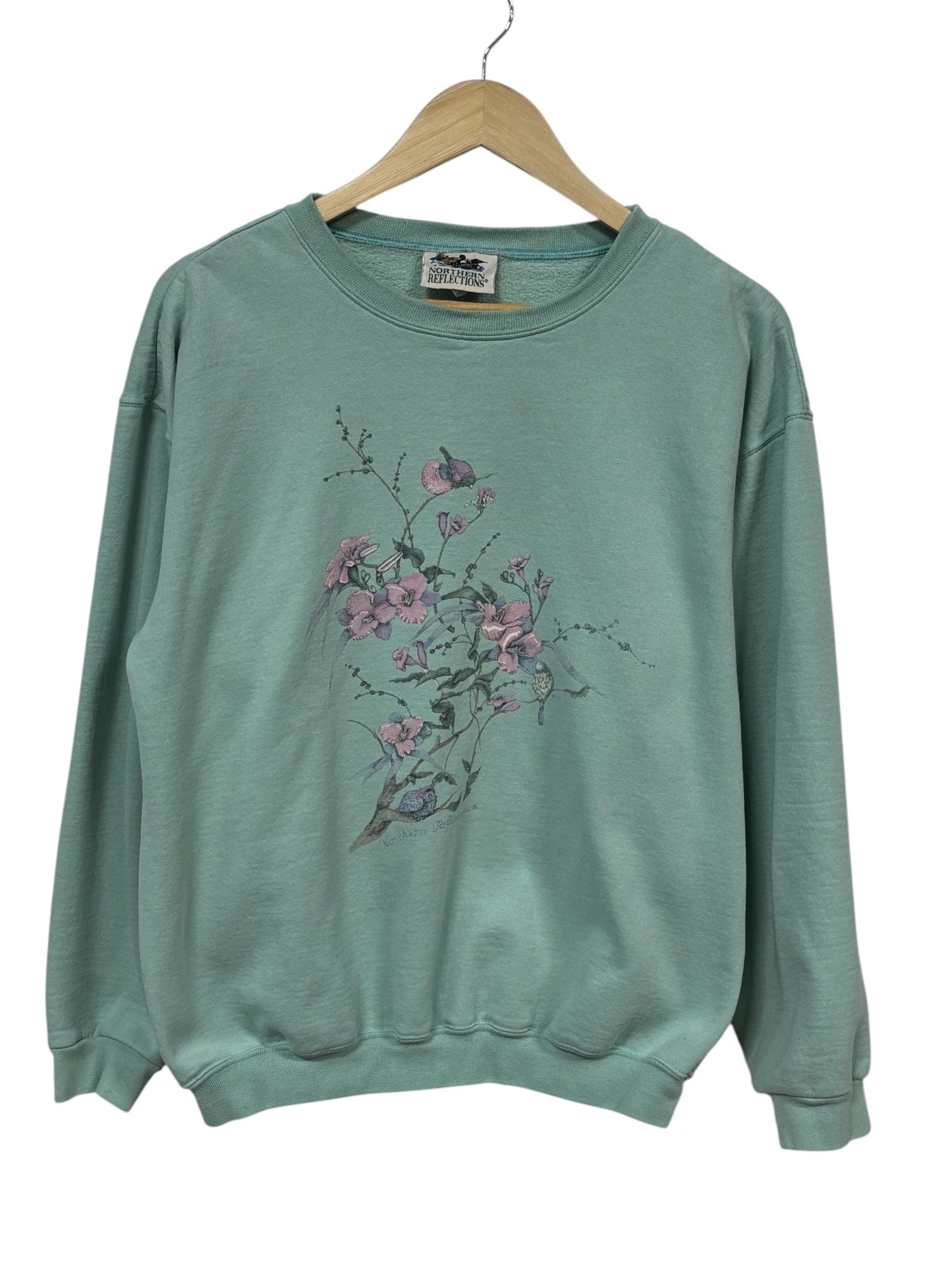 Vintage 90's Women's Flower Nature Crewneck Sweater Size Medium