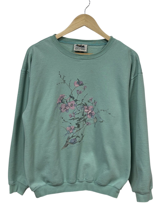 Vintage 90's Women's Flower Nature Crewneck Sweater Size Medium