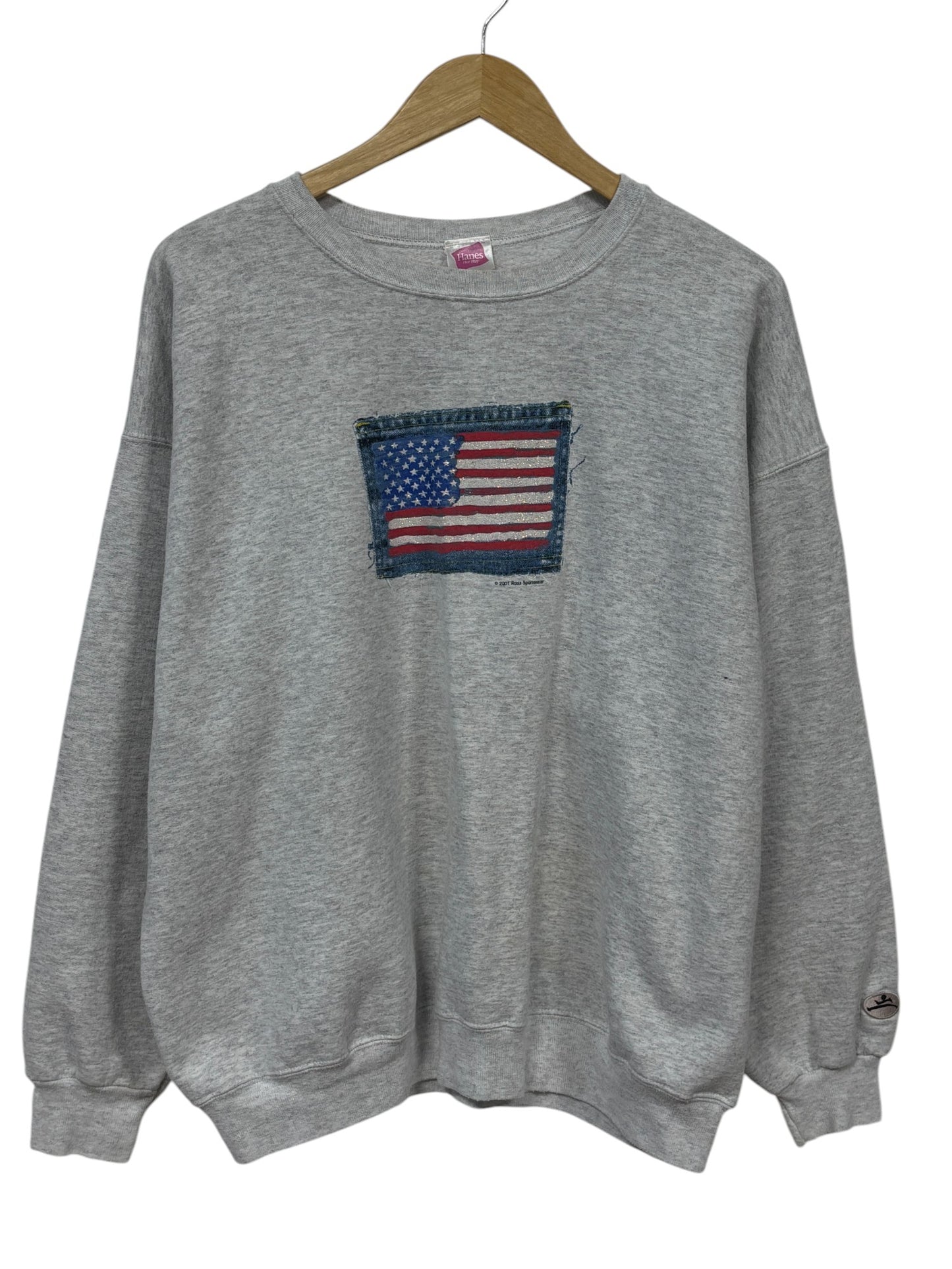 Vintage Y2K Women's American Flag Crewneck Sweater Size XL
