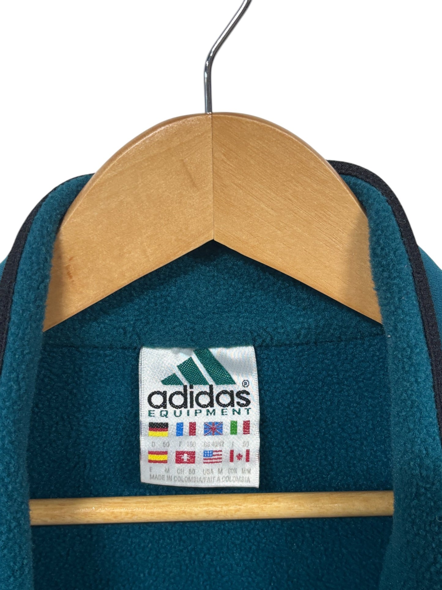 Vintage 90's Adidas Blue Full Zip Fleece Sweater Size Medium