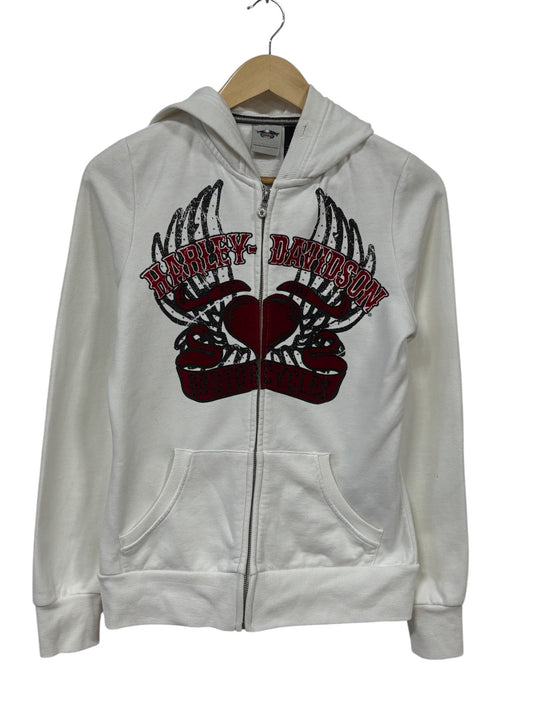 Vintage Y2K Women's Harley Davidson Biker Zip Up Hoodie Size Small