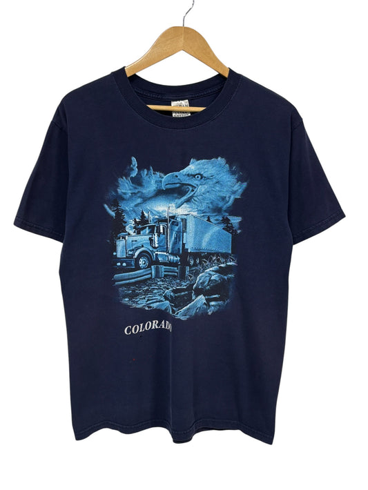 Vintage Colorado Trucker Bald Eagle Nature Graphic Tee Size Medium