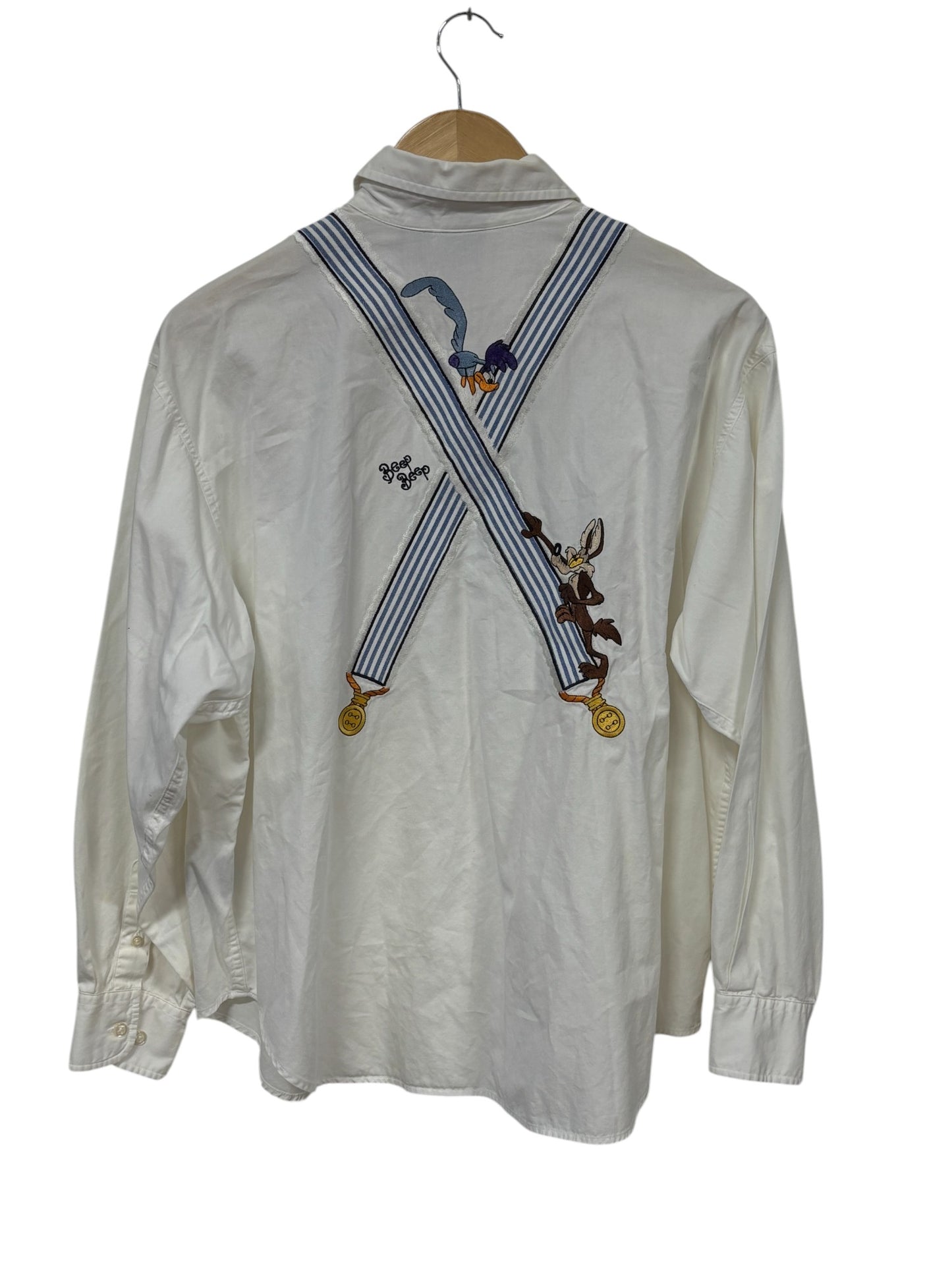 Vintage 1996 Looney Tunes Cartoon Characters Button Up Shirt Size Large