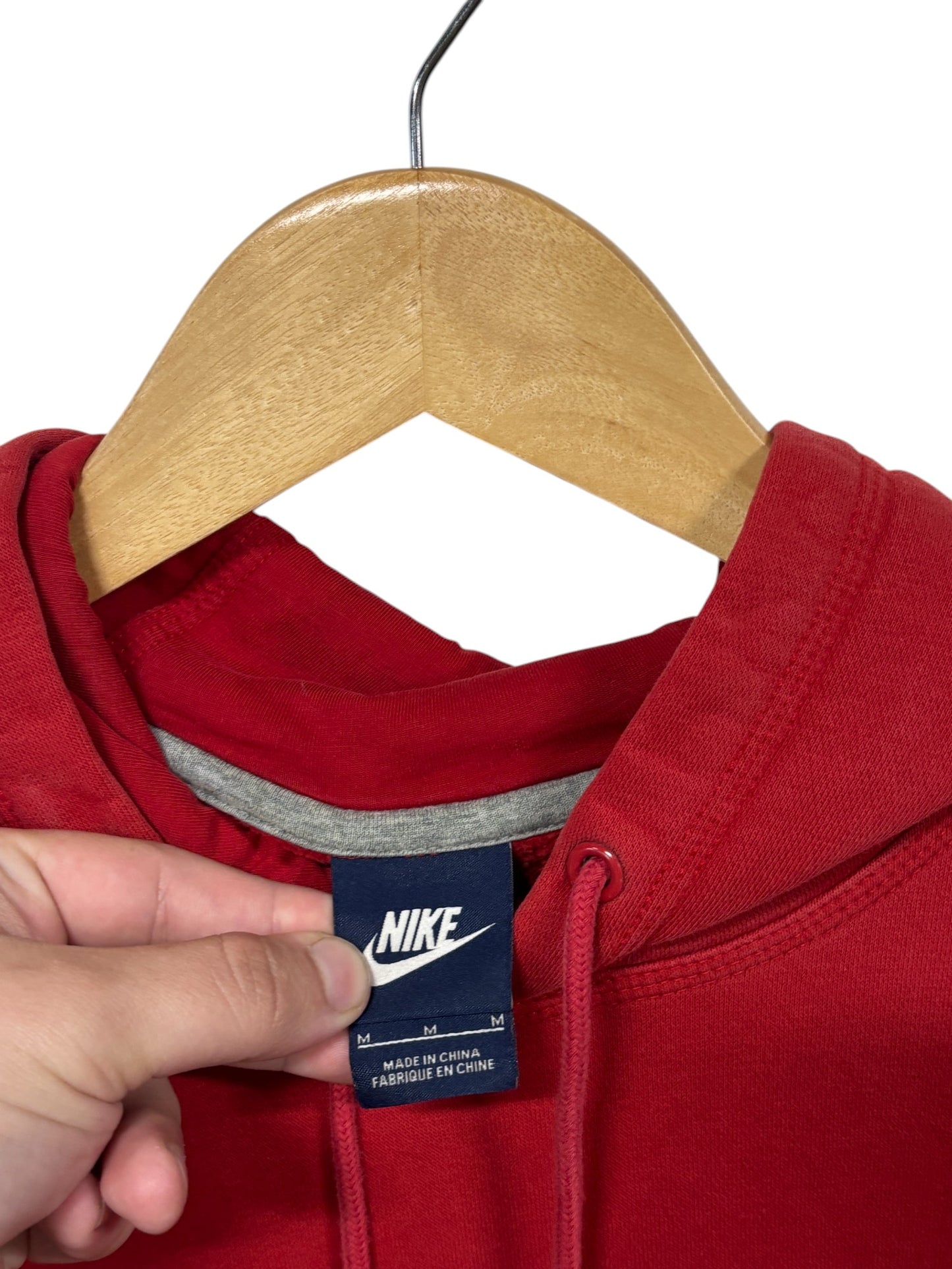 Nike Small Swoosh Red Pullover Hoodie Size Medium