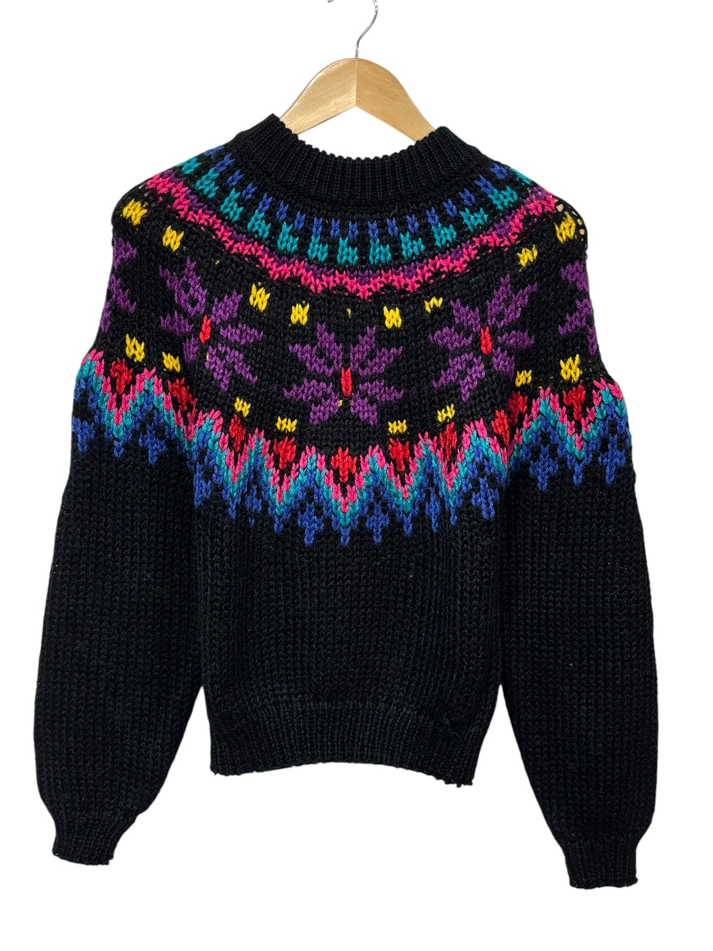 Vintage Women's JJ Fargo Hand Knit Acrylic Sweater Size Medium