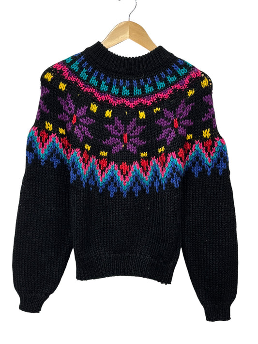 Vintage Women's JJ Fargo Hand Knit Acrylic Sweater Size Medium