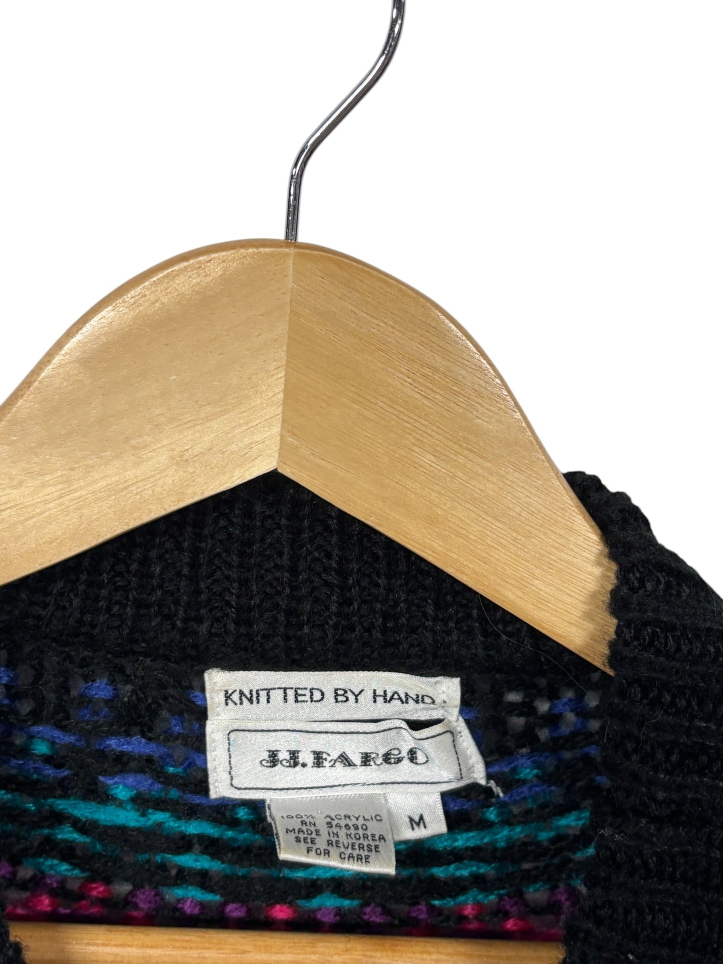Vintage Women's JJ Fargo Hand Knit Acrylic Sweater Size Medium