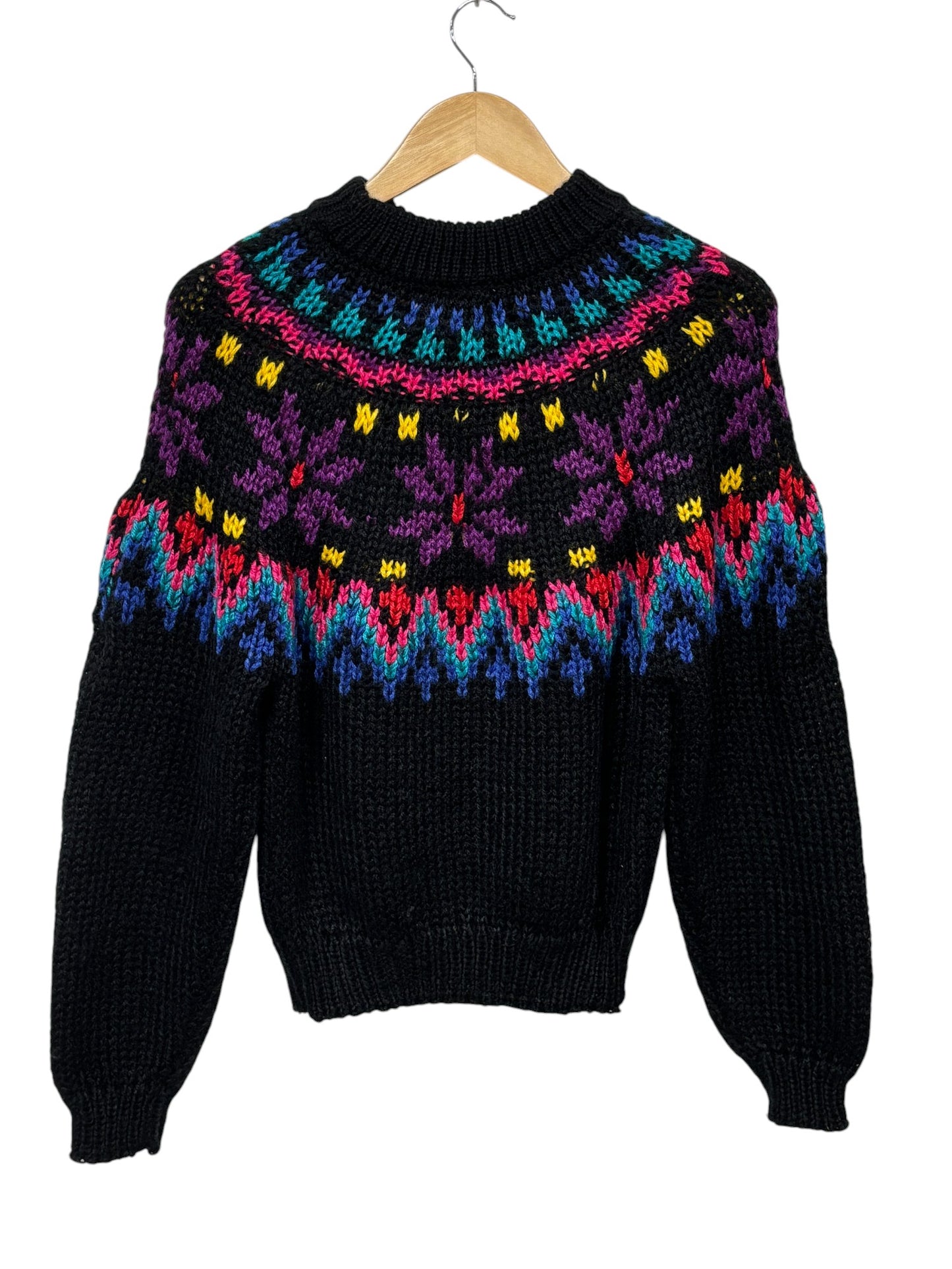 Vintage Women's JJ Fargo Hand Knit Acrylic Sweater Size Medium