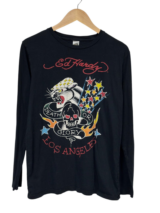 Vintage Y2K Ed Hardy Death or Glory Long Sleeve Shirt Size Medium