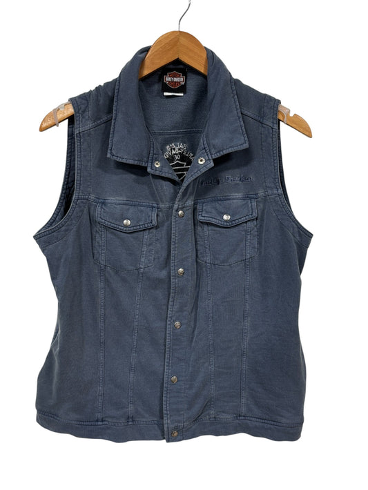 Vintage Harley Davidson Sleeveless Button Up Shirt Size Large