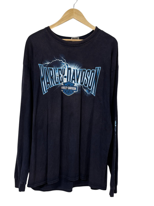 Harley Davidson Grand Teton Biker Long Sleeve Faded Shirt Size XXL