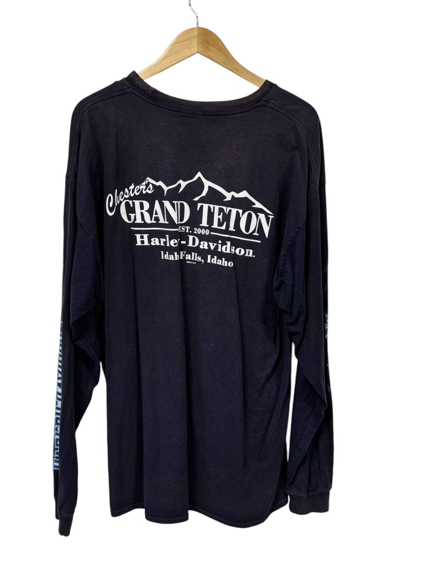 Harley Davidson Grand Teton Biker Long Sleeve Faded Shirt Size XXL