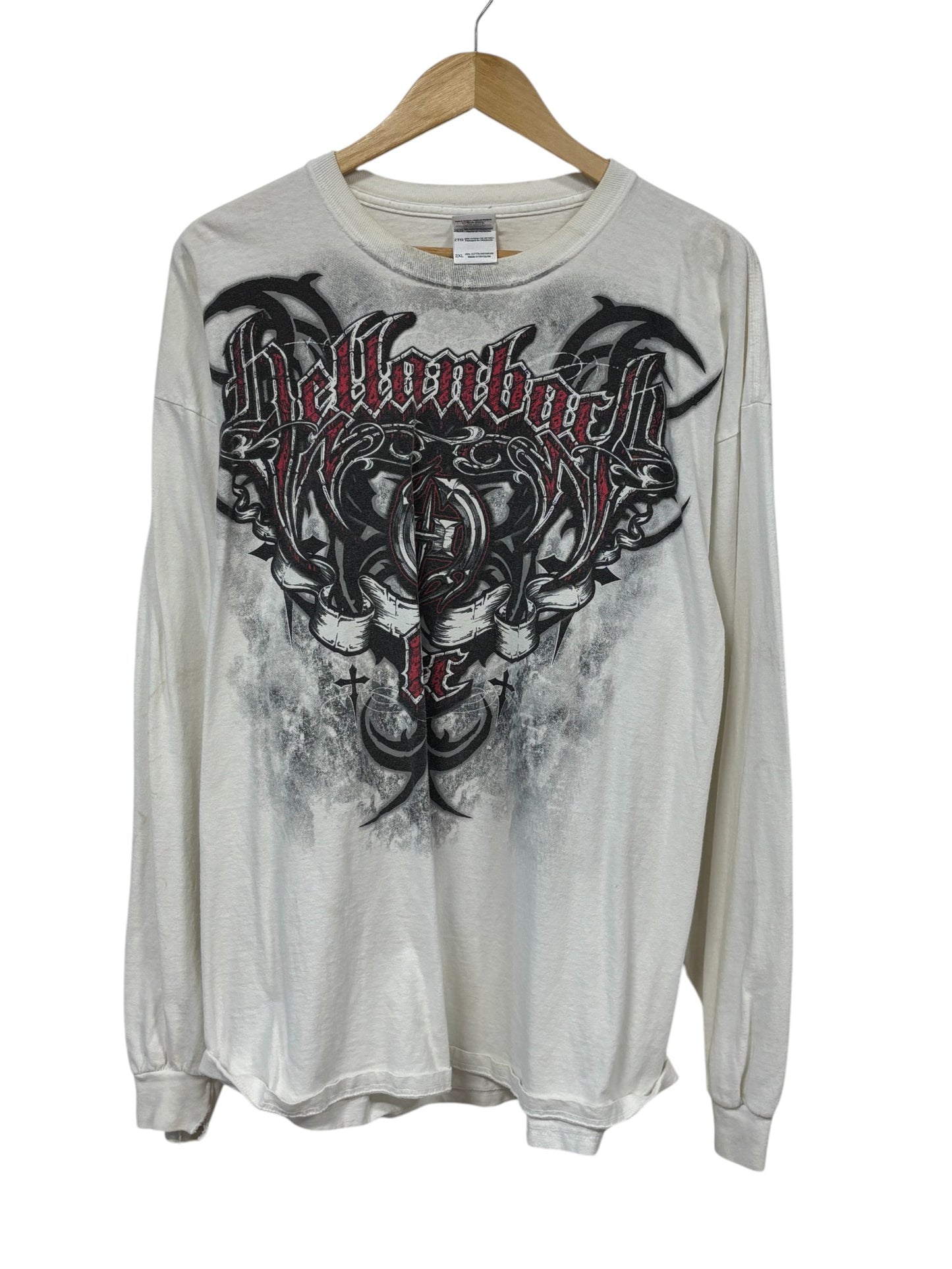 Vintage Y2K Skeleton Biker Big Print Graphic Long Sleeve Size XXL