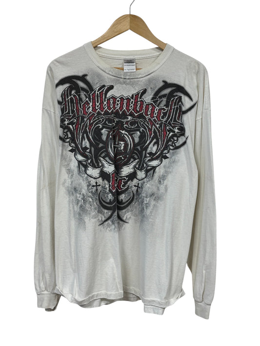 Vintage Y2K Skeleton Biker Big Print Graphic Long Sleeve Size XXL