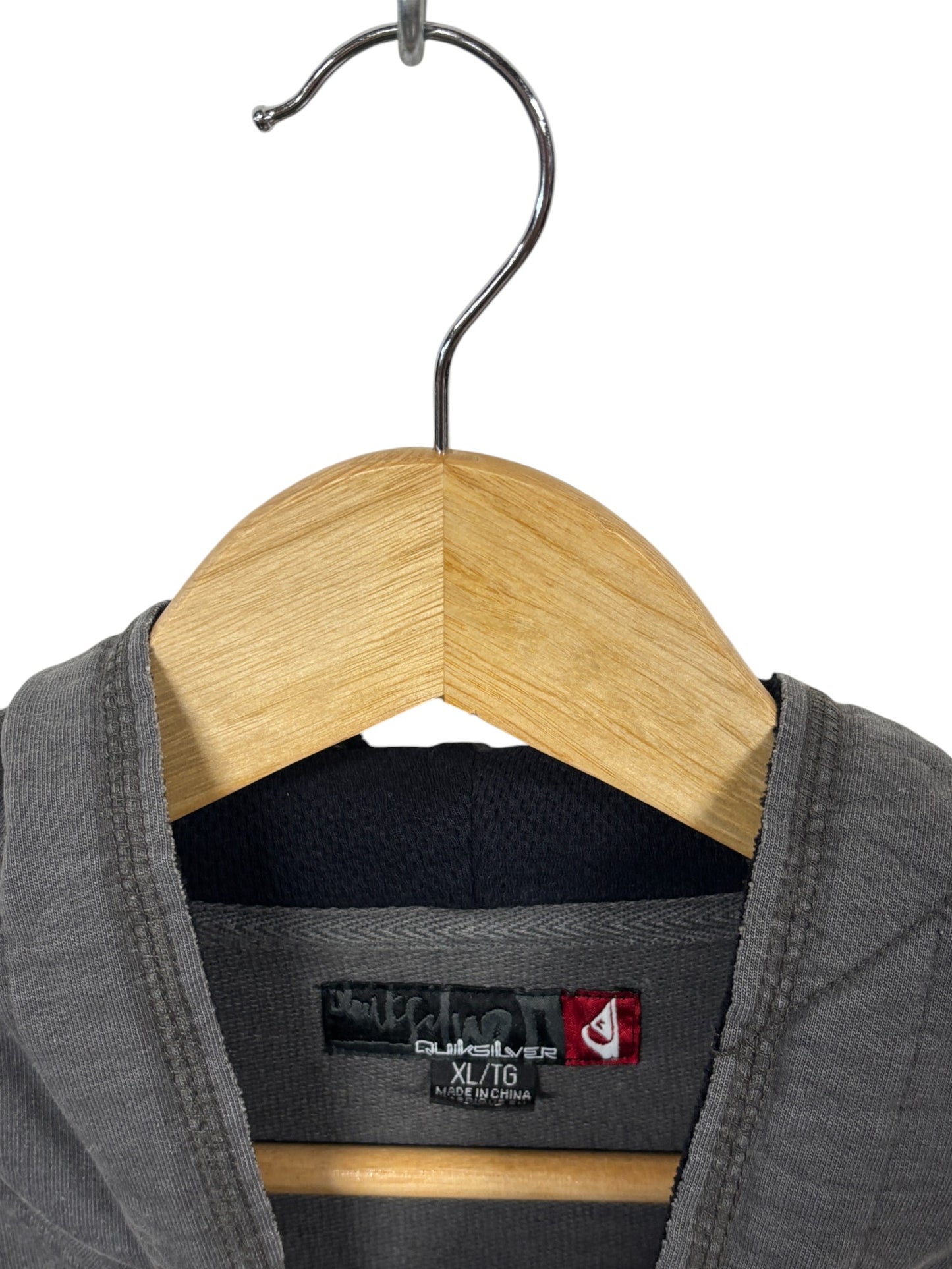 Vintage Y2K Quiksilver Grey Zip Up Hoodie Size XL