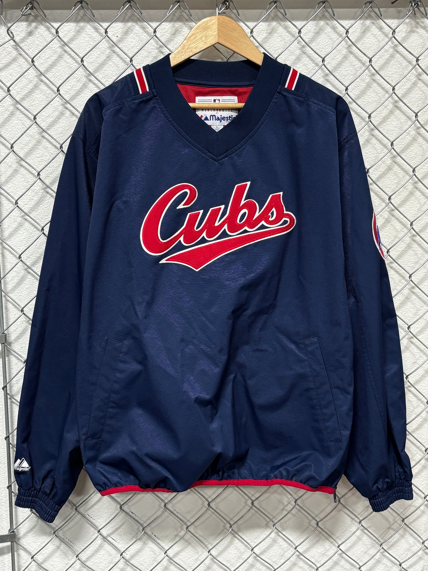 Majestic Chicago Cubs Pullover Baseball Windbreaker Jacket Size Large