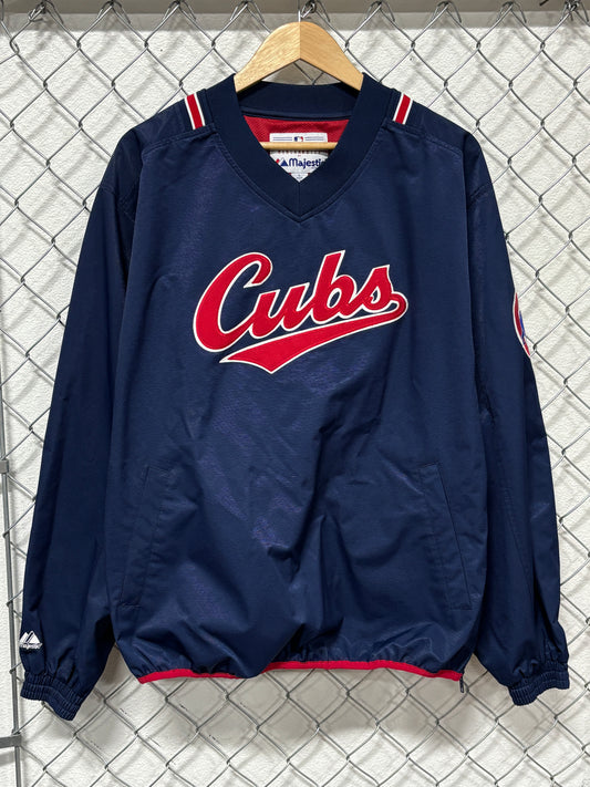 Majestic Chicago Cubs Pullover Baseball Windbreaker Jacket Size Large