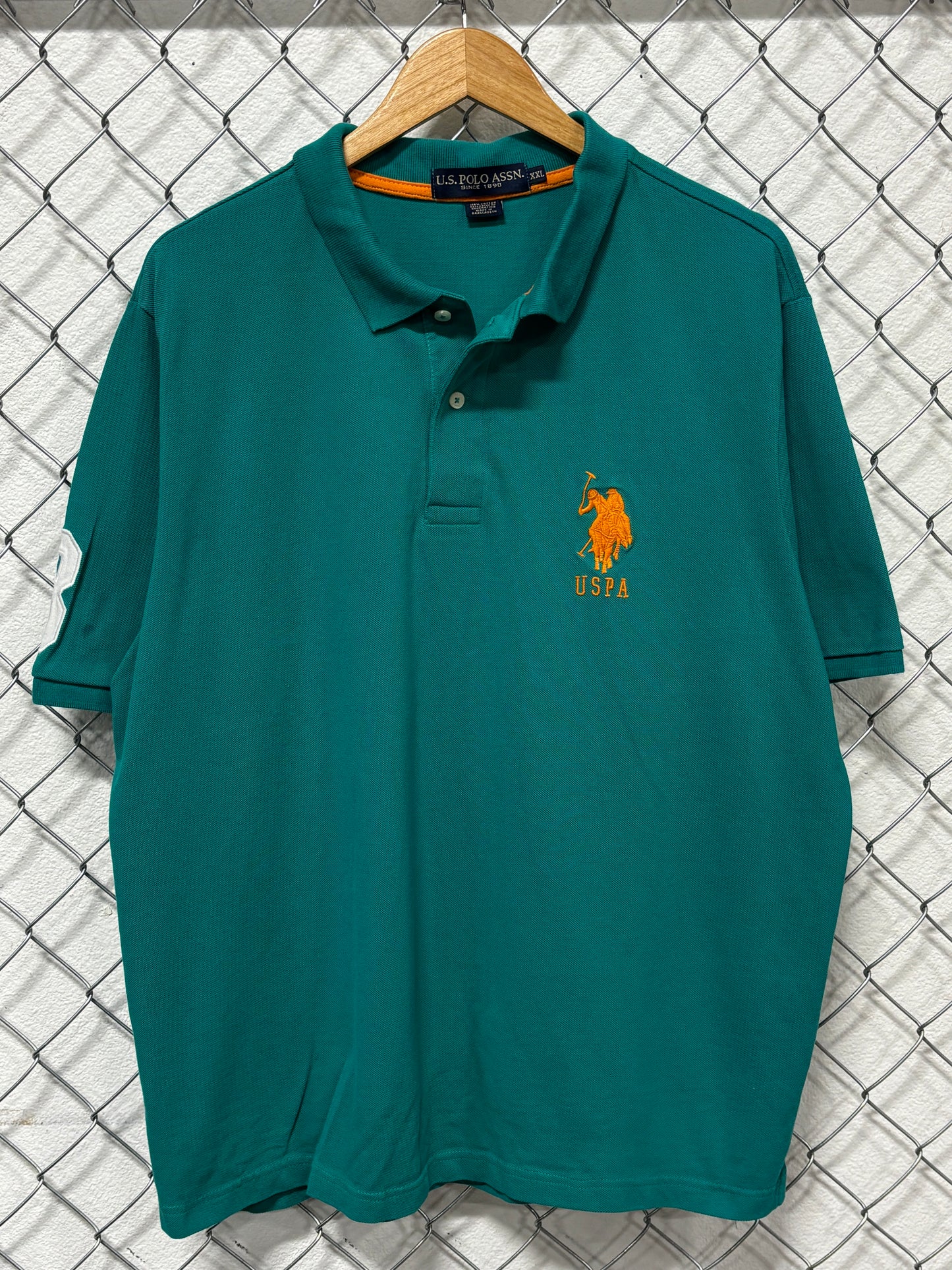 Y2K USPA Big Pony Logo Teal Polo Shirt Size XXL