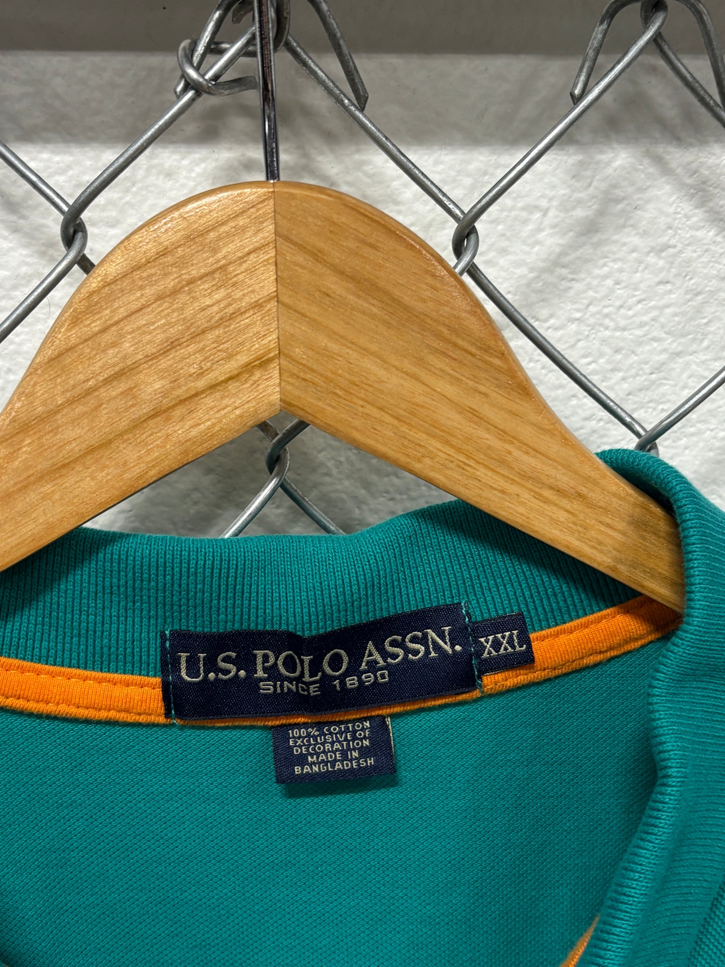 Y2K USPA Big Pony Logo Teal Polo Shirt Size XXL