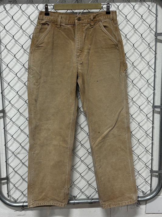 Carhartt Flannel Lined Brown Carpenter Pants Size 30x30
