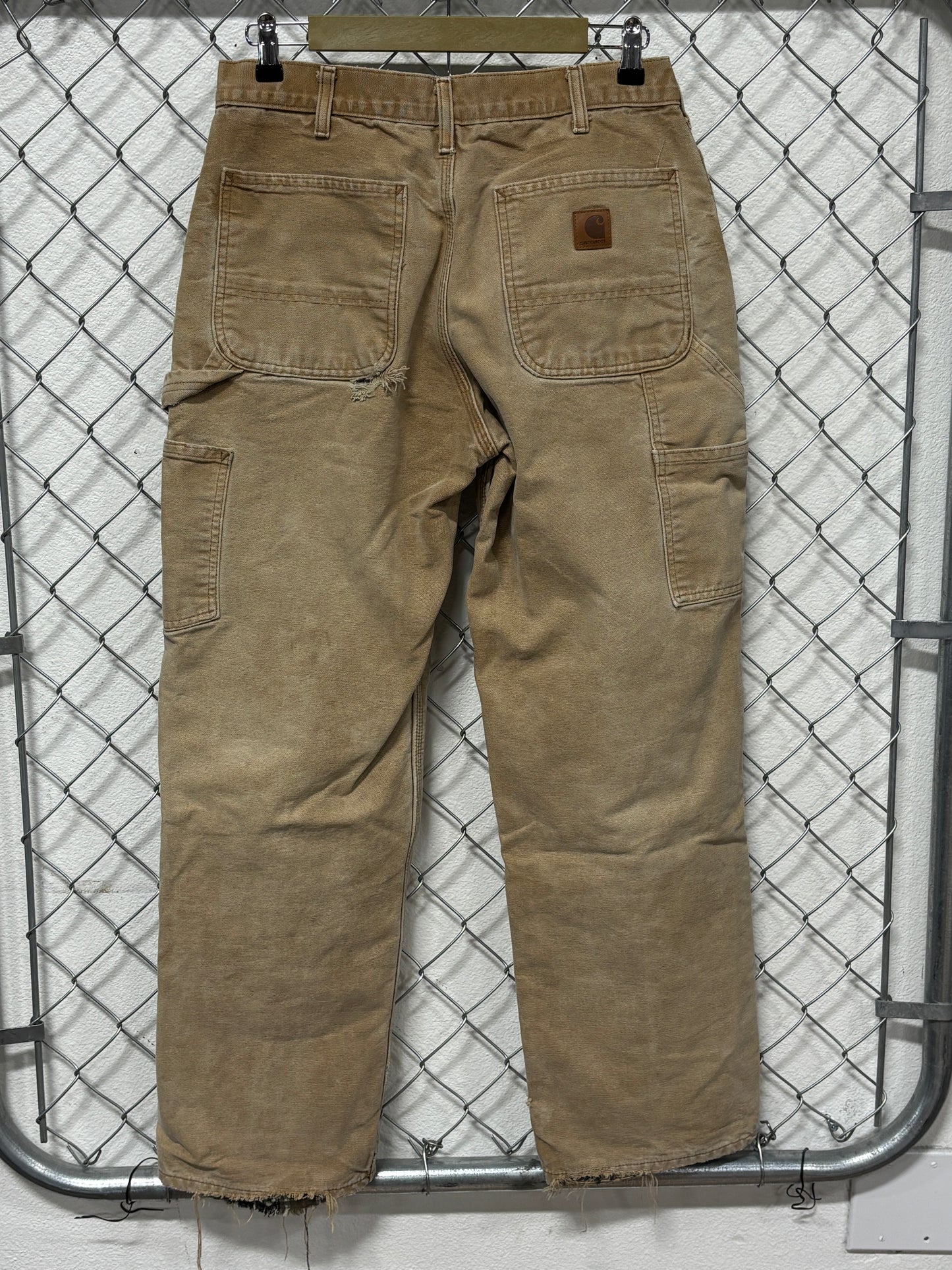 Carhartt Flannel Lined Brown Carpenter Pants Size 30x30