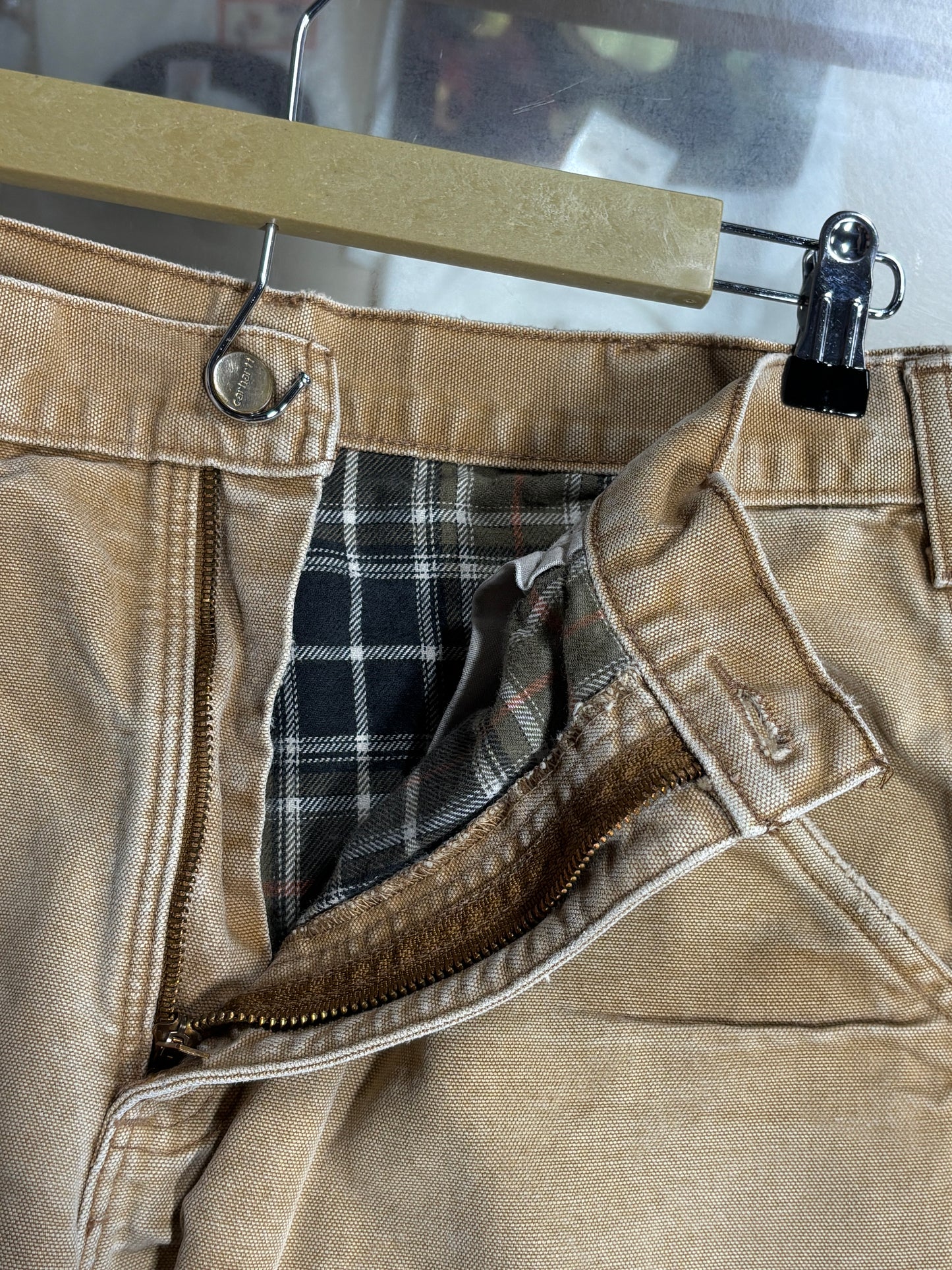 Carhartt Flannel Lined Brown Carpenter Pants Size 30x30