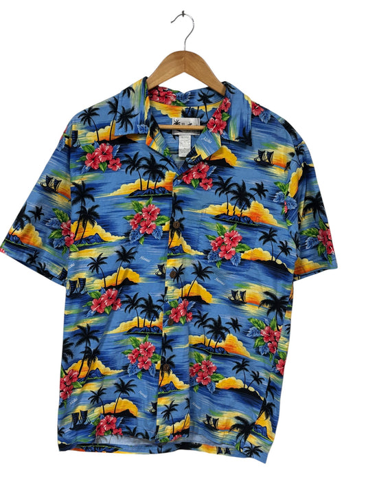 Vintage 90's Hawaiian Tropical Short Sleeve Button Up Shirt Size Large
