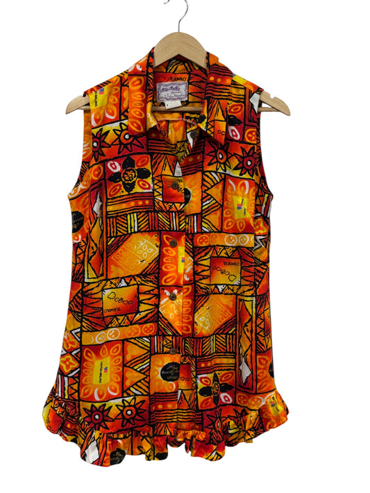 Vintage 60's Women's United Airlines Stewardess Dress Hawaii Floral Size Large