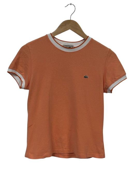 Vintage Lacoste Women's Peach Colored Ringer Tee Size Small