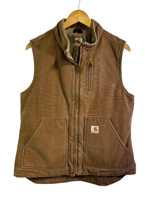 Vintage Carhartt Sherpa Lined Brown Work Vest Size Medium (Womens)