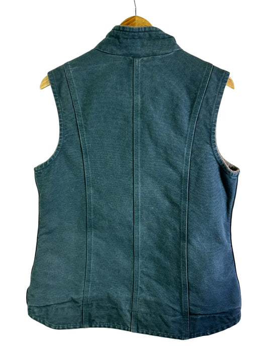 Vintage Carhartt Sherpa Lined Teal Work Vest Size Medium (Womens)