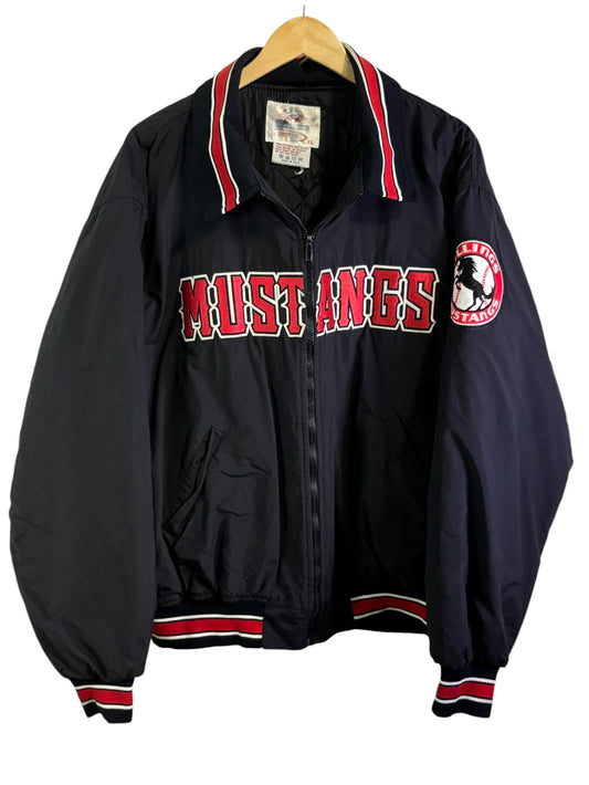 Vintage Montana Billings Mustangs Full Zip Black Bomber Jacket Size XL