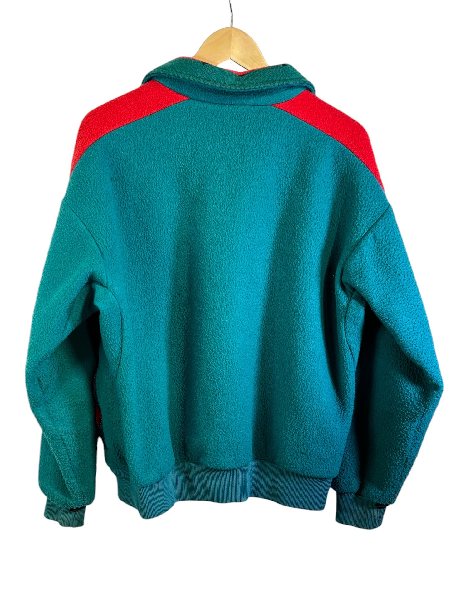 Vintage 90's Columbia Aztec Print Collar Green Fleece Sweater Size Large