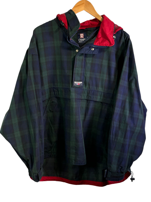 Vintage 90's Chaps Ralph Lauren Plaid Anorak Hooded Jacket Size XL