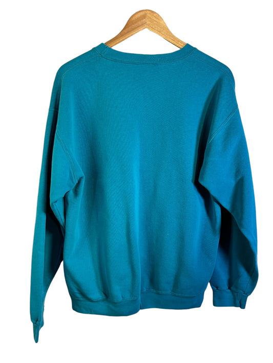 Vintage 90's Cheetah Brand Blue Blank Crewneck Sweater Size Medium