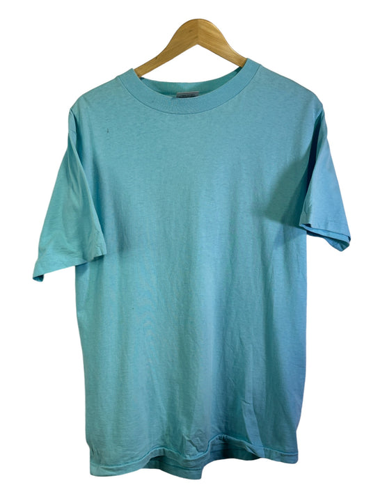 Vintage 90's Oneita Power-T Light Blue Blank Tee Size Large