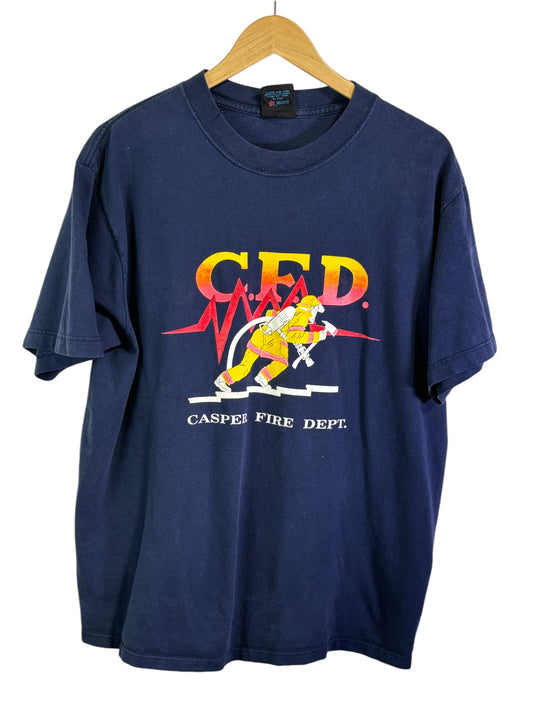 Vintage 90's Casper Wyoming Fire Department Graphic Tee Size Large