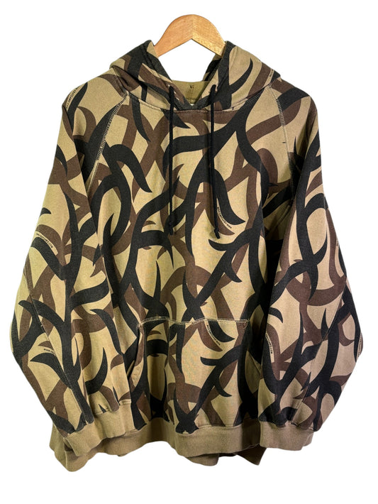 Vintage Hunter Woodland Tribal Camo Pullover Hoodie Size XXL