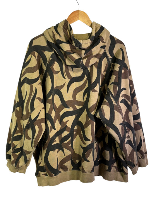 Vintage Hunter Woodland Tribal Camo Pullover Hoodie Size XXL