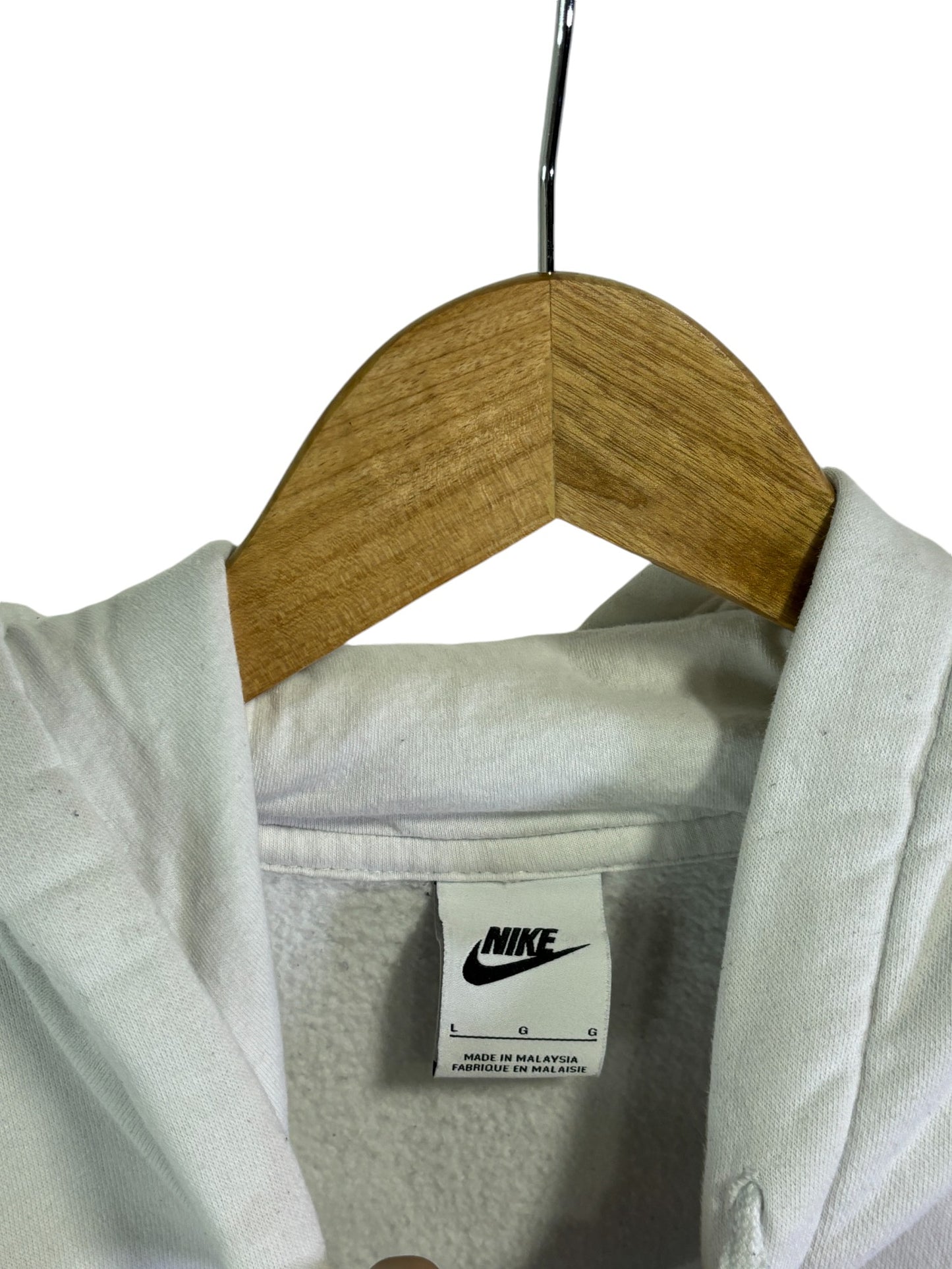 Nike Futura Swoosh Logo White Pullover Hoodie Size Large