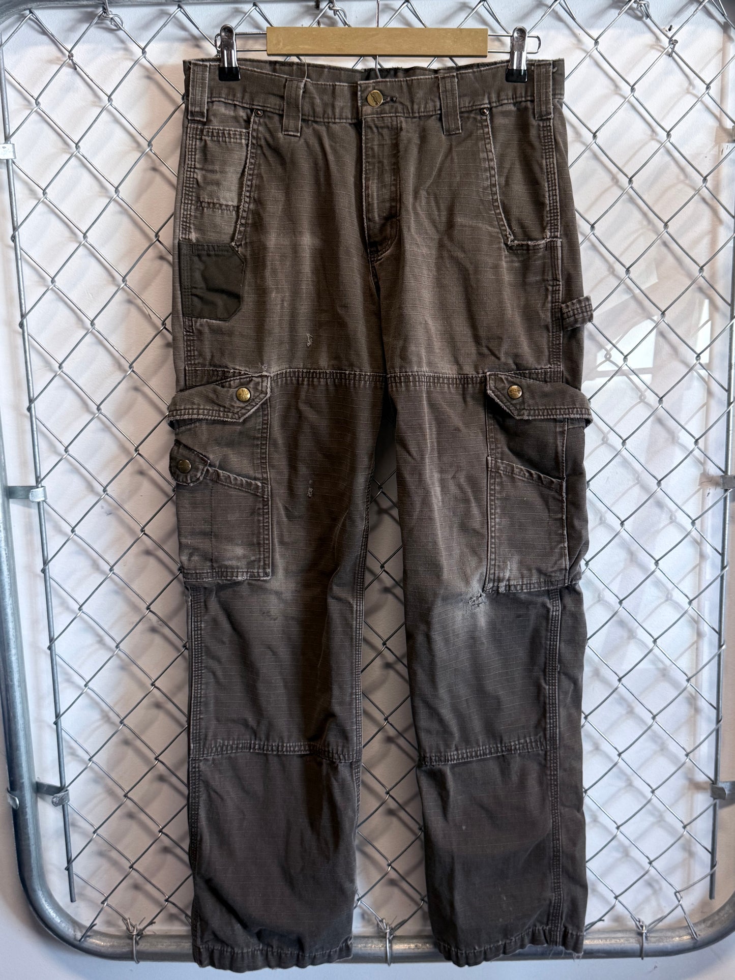 Carhartt Brown Cargo Utility Double Knee Carpenter Pants Size 33x30