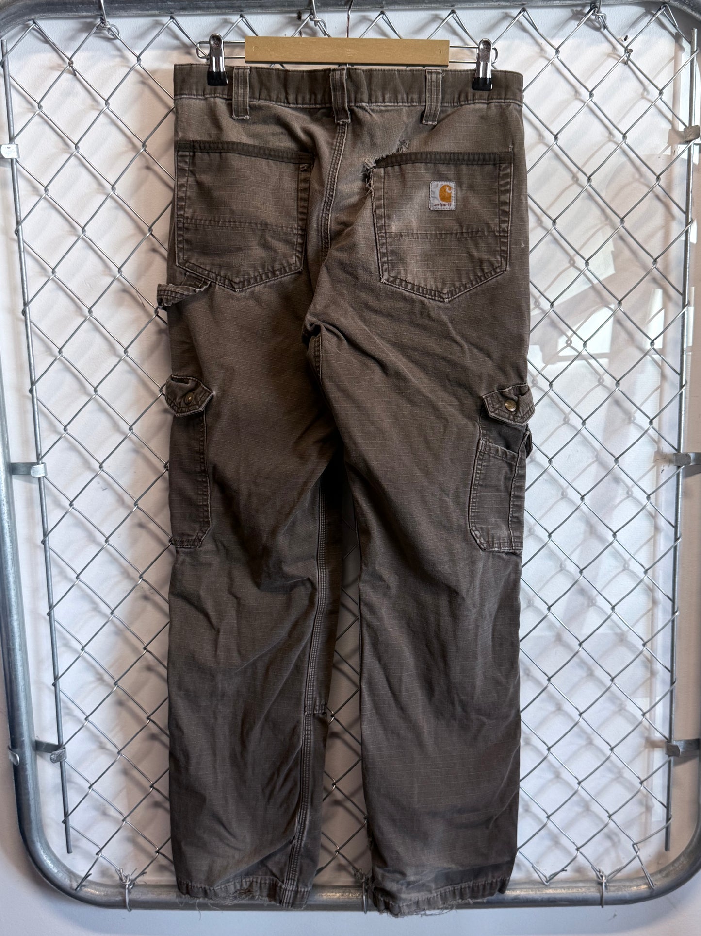 Carhartt Brown Cargo Utility Double Knee Carpenter Pants Size 33x30