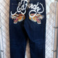 Ed Hardy Dark Wash Tiger Heads Denim Jeans Size 38x30